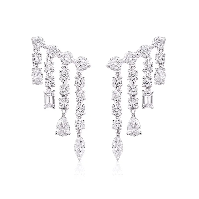 Elegant Drop Gemstone Earrings-Multishape Cascade Statement Lab Diamond Earrings