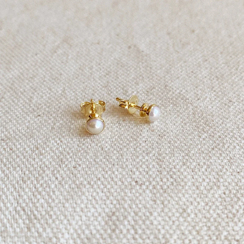 Luxury Silver Drop Earrings-18k Gold Filled 4mm Simulated Pearl Stud Earrings