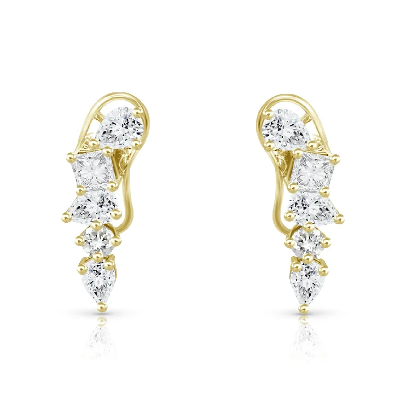 Stylish Crystal Hoop Earrings-Multishape Climbers Statement Earrings