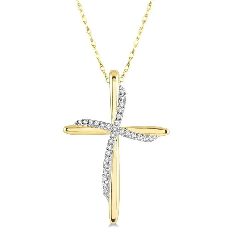 Designer Silver Necklaces-10K Yellow Gold Cross Pendant Necklace