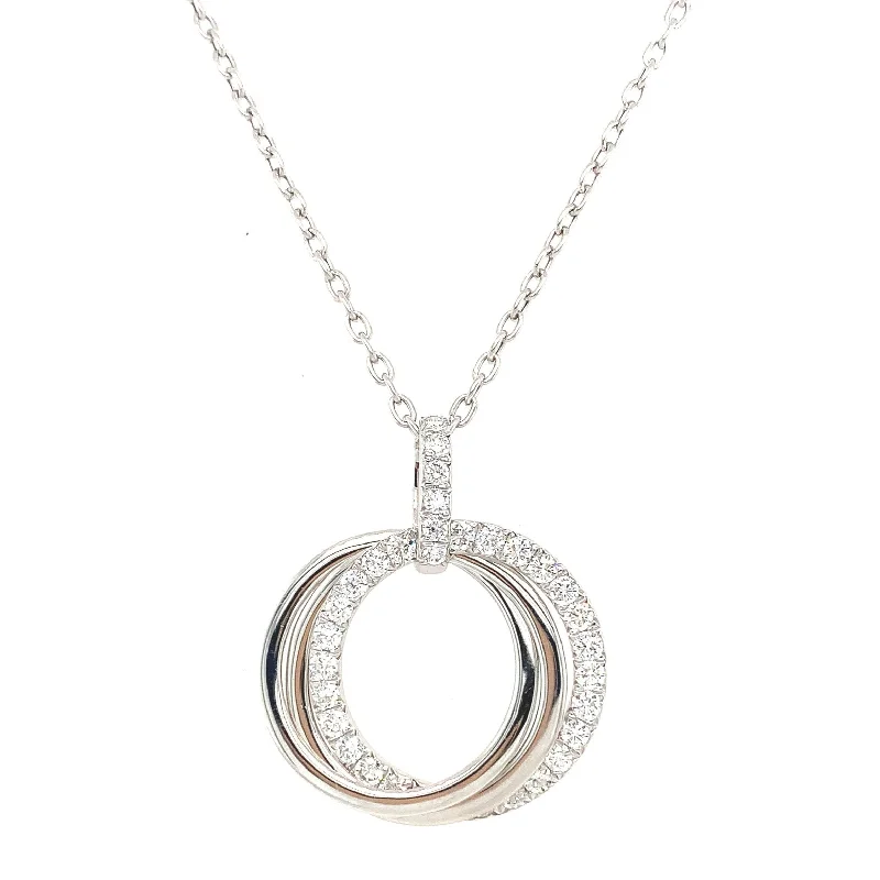 Shiny Necklaces-Interlocking Diamond Circle Pendant Necklace