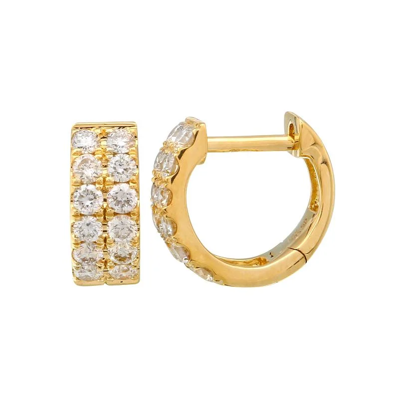 Bright Silver Earrings-Double Pave Diamond Huggies