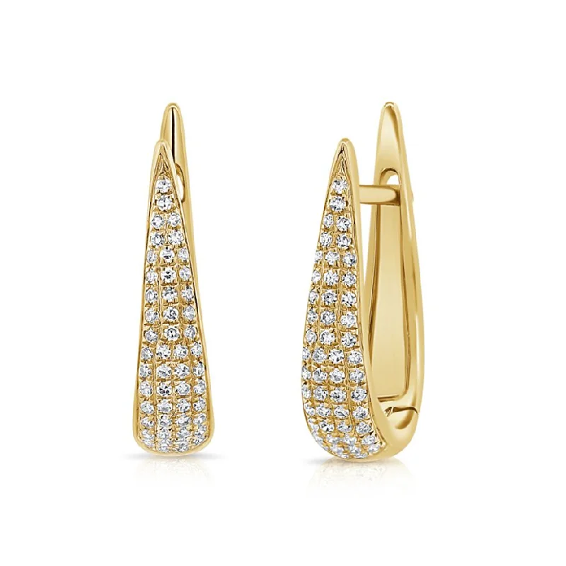 Designer Drop Earrings for Women-Edgy Domed Diamond Huggies