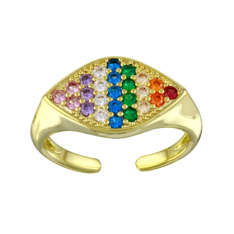 Designer Wedding Rings for Her-Rainbow Signet Ring