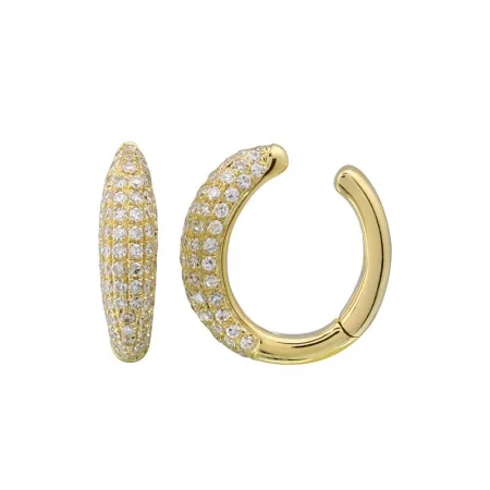 Designer Crystal Hoop Earrings-Domed Diamond Pave Ear Cuff (Single)