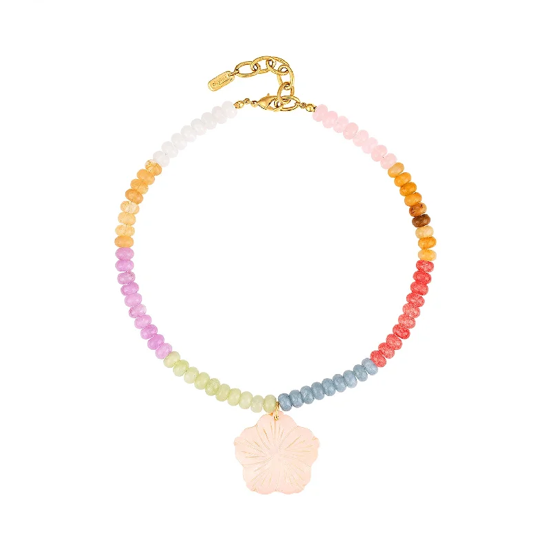 Bohemian Necklaces-Pearl Rainbow Flower Necklace