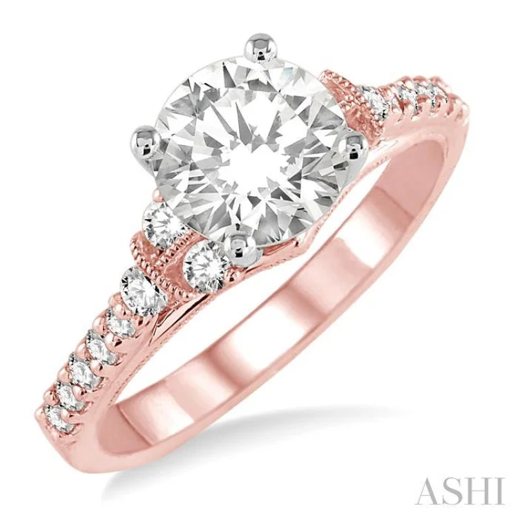 Men’s Designer Engagement Rings-3/8 ctw Diamond Semi-Mount Engagement Ring in 14K Rose and White Gold