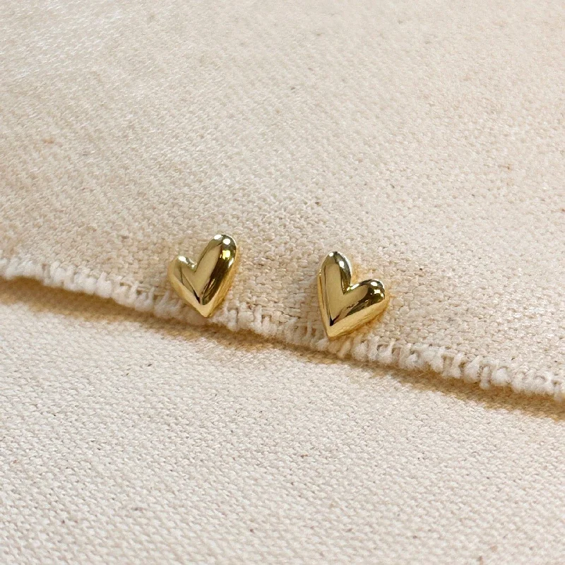 Crystal Hoop Earrings for Women-Aster Gold Filled Mini Uneven Heart Stud Earrings