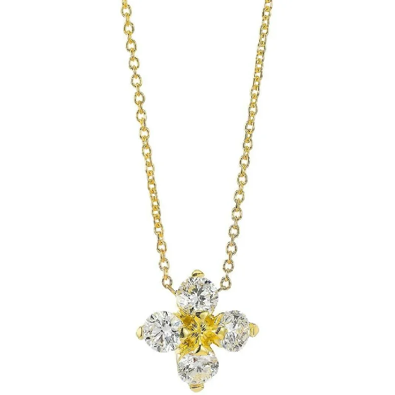 Natural Stone Necklaces-Roberto Coin 18K Yellow Gold Small Love in Verona Flower Necklace