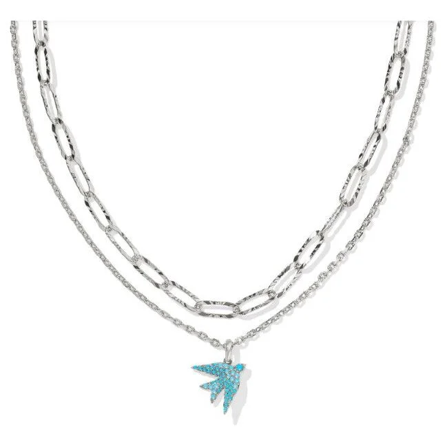 Talisman Necklaces-Kendra Scott Melody Bird Multi Strand Necklace in Teal Crystal