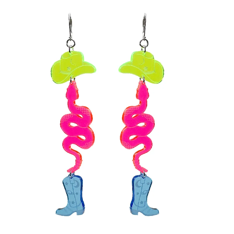 Crystal Hoop Earrings for Women-Neon Cowboy Earrings