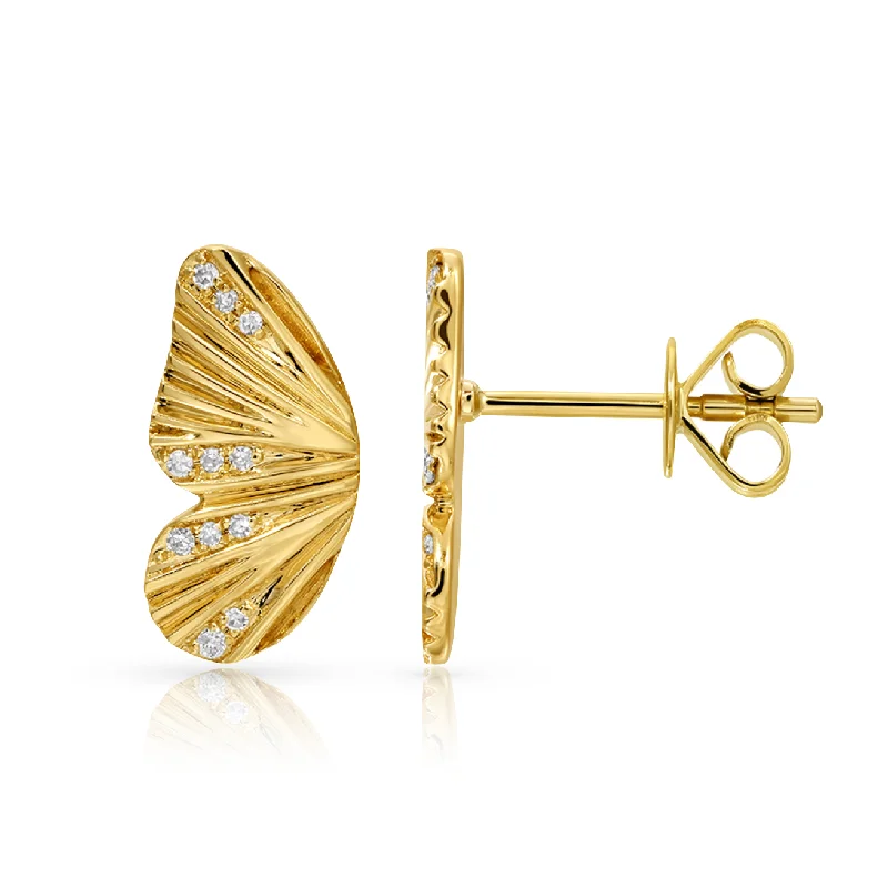 Elegant Pearl Earrings for Women-Fluted Half Butterfly Studs