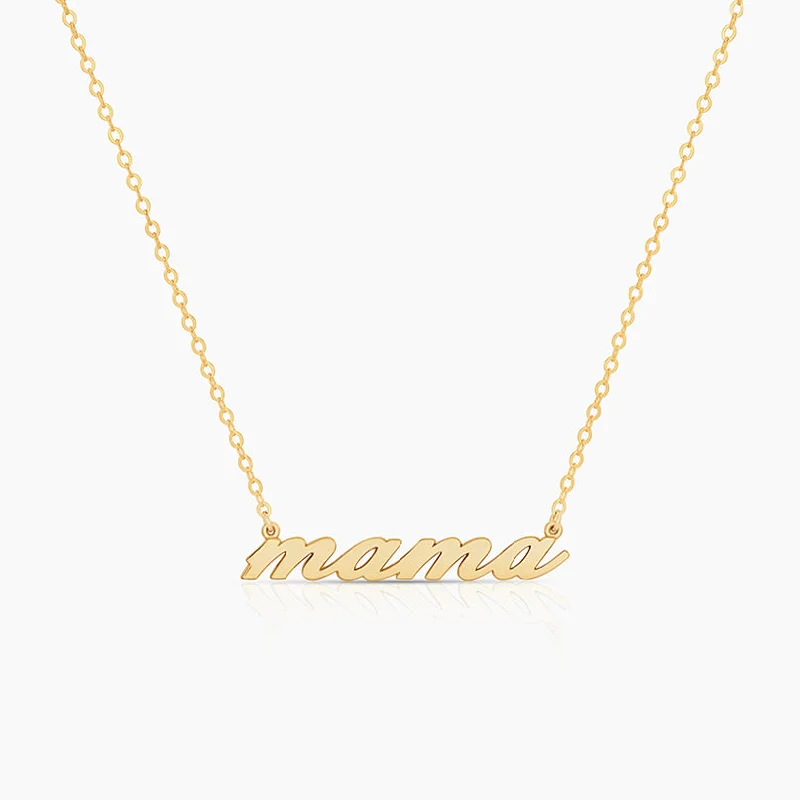 Gold-Plated Necklaces-14k Fine Mama Script Necklace