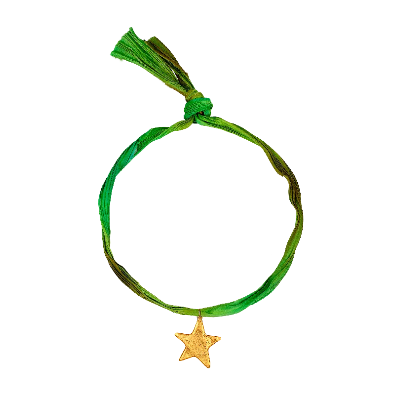 Elegant Pendant Necklaces-Green Fabric Star Necklace