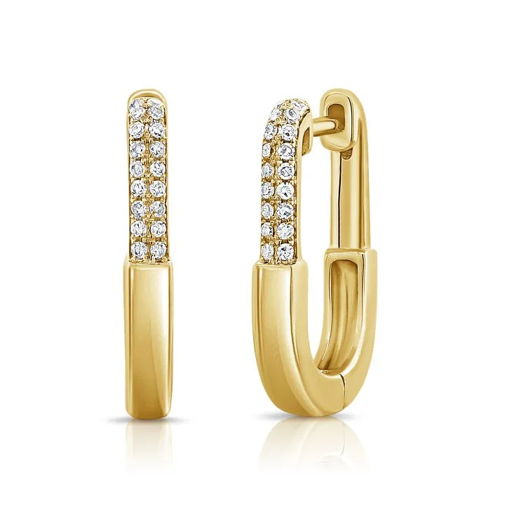 Geometric Hoop Earrings for Women-Diamond Lock Huggies