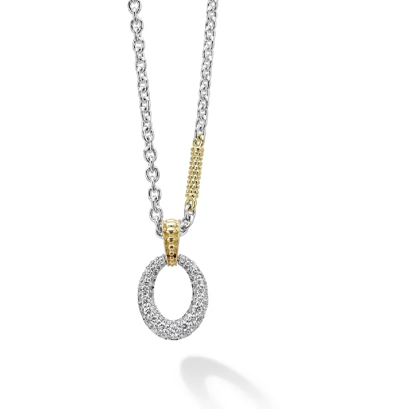 Boutique Necklaces-Lagos 18K and Sterling Silver Caviar Lux Oval Drop Station Necklace