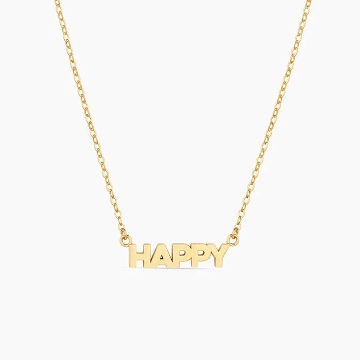 Spiritual Necklaces-14k Fine Happy Script Necklace