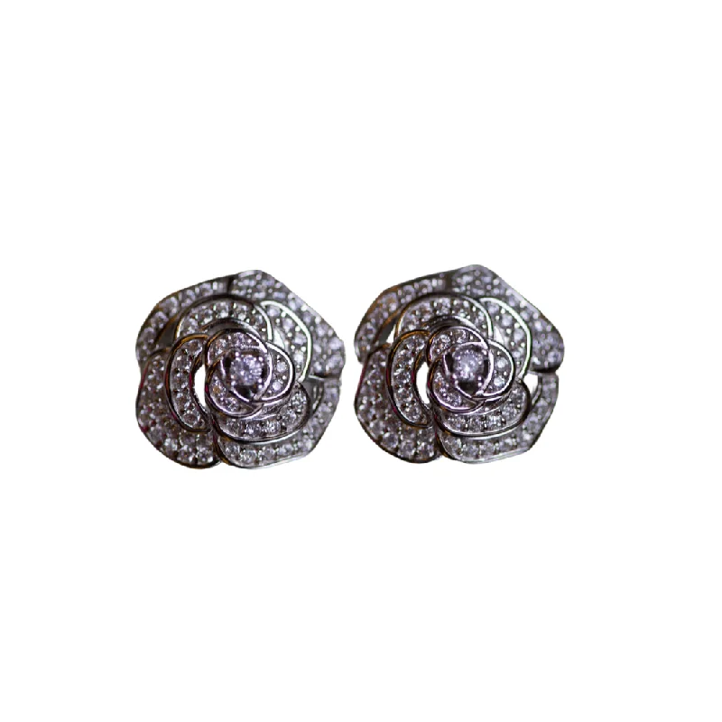 Colorful Stud Earrings-Garden of Roses .925 Sterling Silver Moissanite Earrings