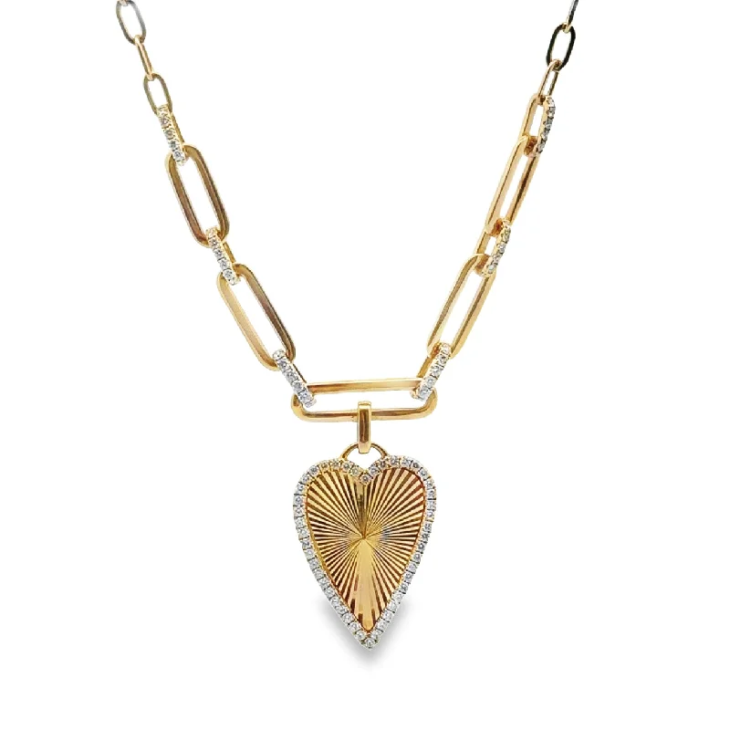 Choker Necklaces-Elongated Diamond Heart Paperclip Chain Necklace