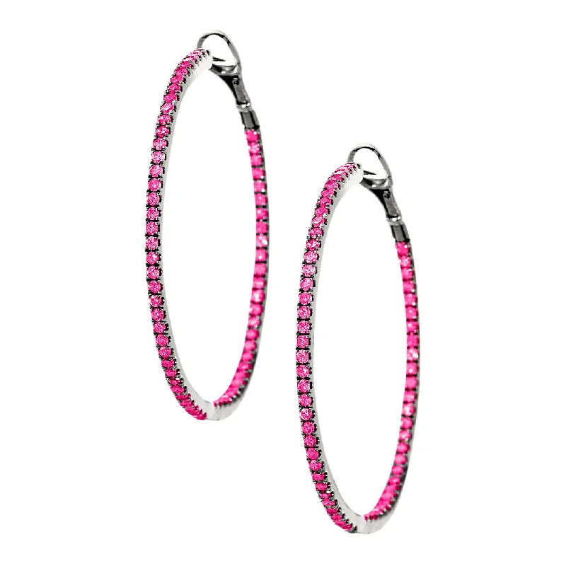 Elegant Crystal Hoop Earrings-Mary Hoops Silver Ruby 1.5mm