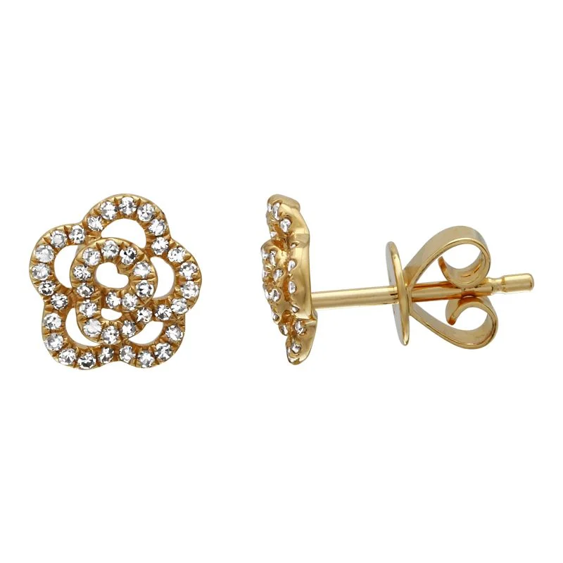 Classic Drop Earrings for Women-Diamond Flower Studs