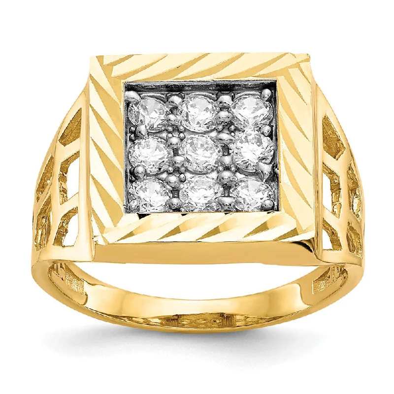 Diamond Engagement Bands for Women-10K Yellow Gold Men's CZ Ring