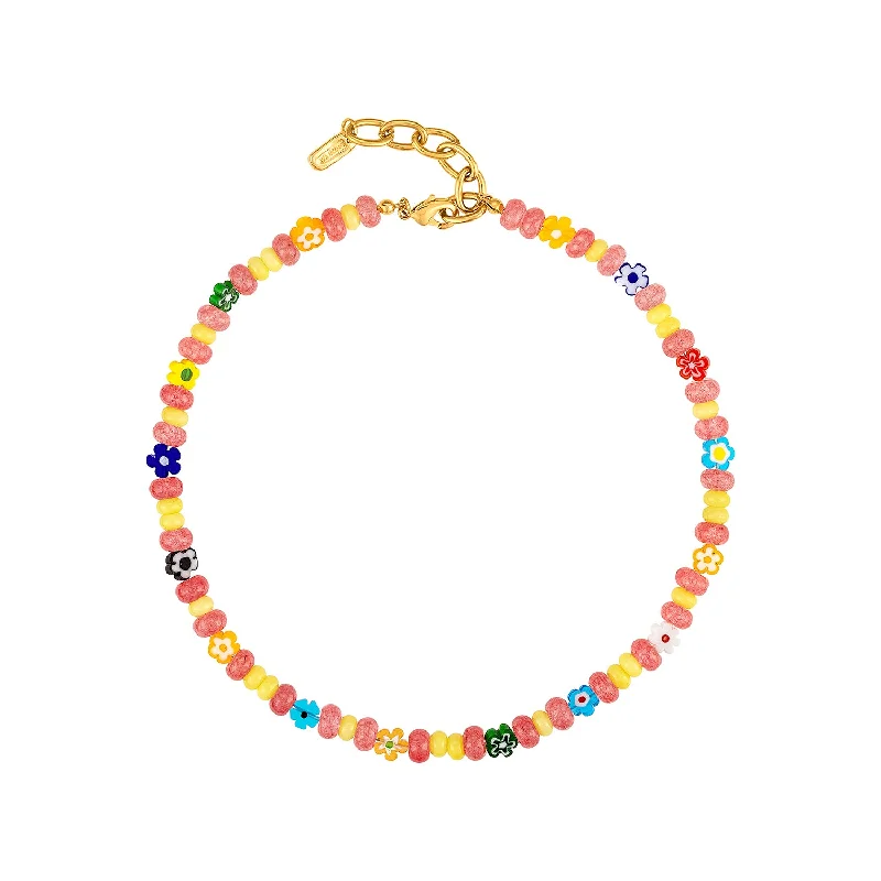 Retro Necklaces-Colorful Flower Beaded Necklace