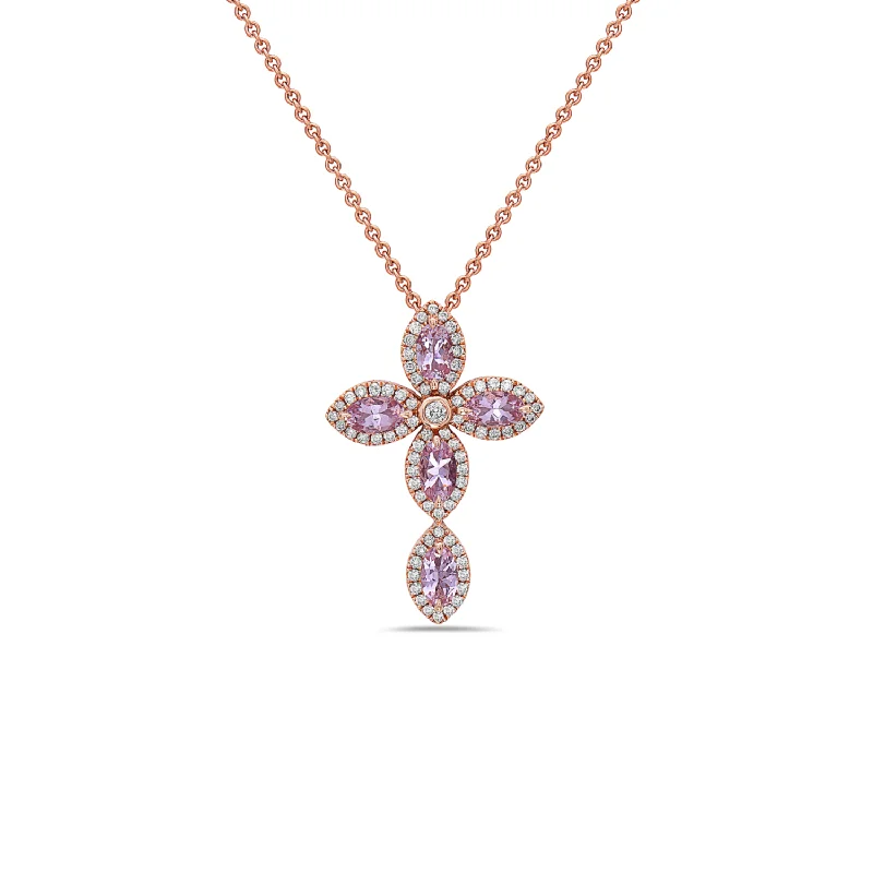 Dainty Necklaces-Pastel Diamond Firefly Marquise Cross Necklace