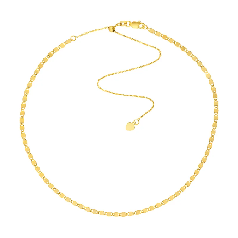 Love Heart Pendant Necklaces-14K Yellow Gold 2.50mm Valentino Chain Choker Necklace