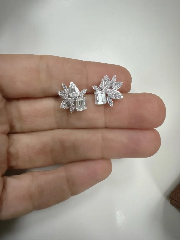 Custom Gemstone Earrings-Hayley Diamond Cluster Earrings