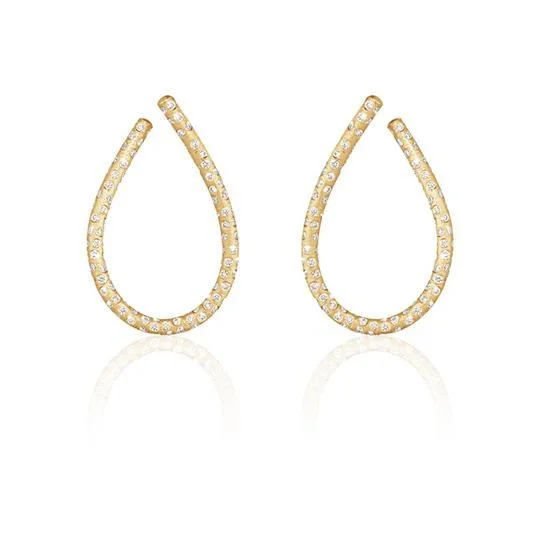 Silver Hoop Drop Earrings-Medium Kharisma Supernova 18K Gold Earrings w. Diamonds