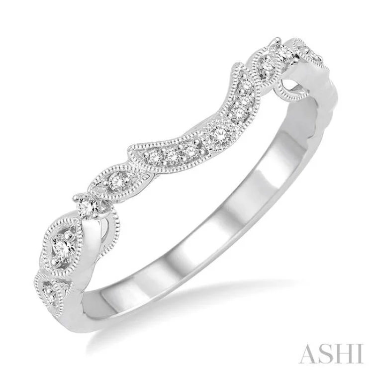 Birthstone Engagement Ring Sets-1/6 ctw Round Cut Diamond Wedding Band in 14K White Gold