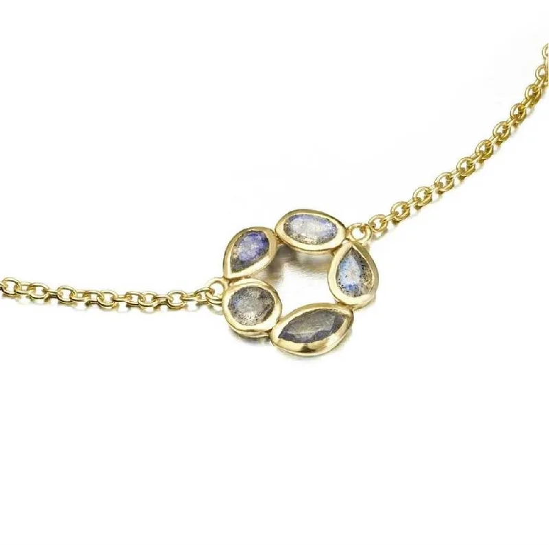 Zodiac Necklaces-18K Yellow Gold Vermeil Labradorite Flower Necklace