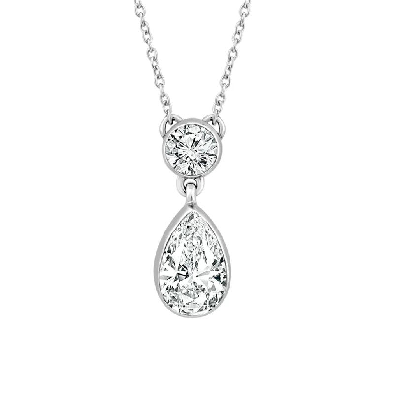 Customizable Necklaces-14K White Gold Lab Grown Diamonds Drop Necklace