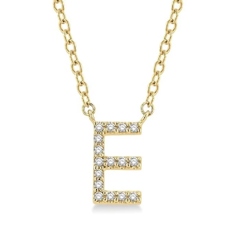 Trendy Choker Necklaces-10K Yellow Gold E Initial Diamond Necklace