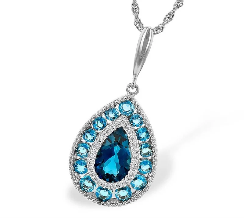 Crystal Pendant Necklaces-14K White Gold Pear Shape Drop Pendant Necklace