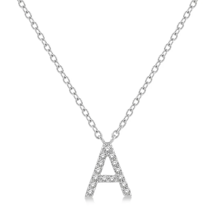 Modern Silver Necklaces-10K White Gold Natural Diamonds Initial A Necklace