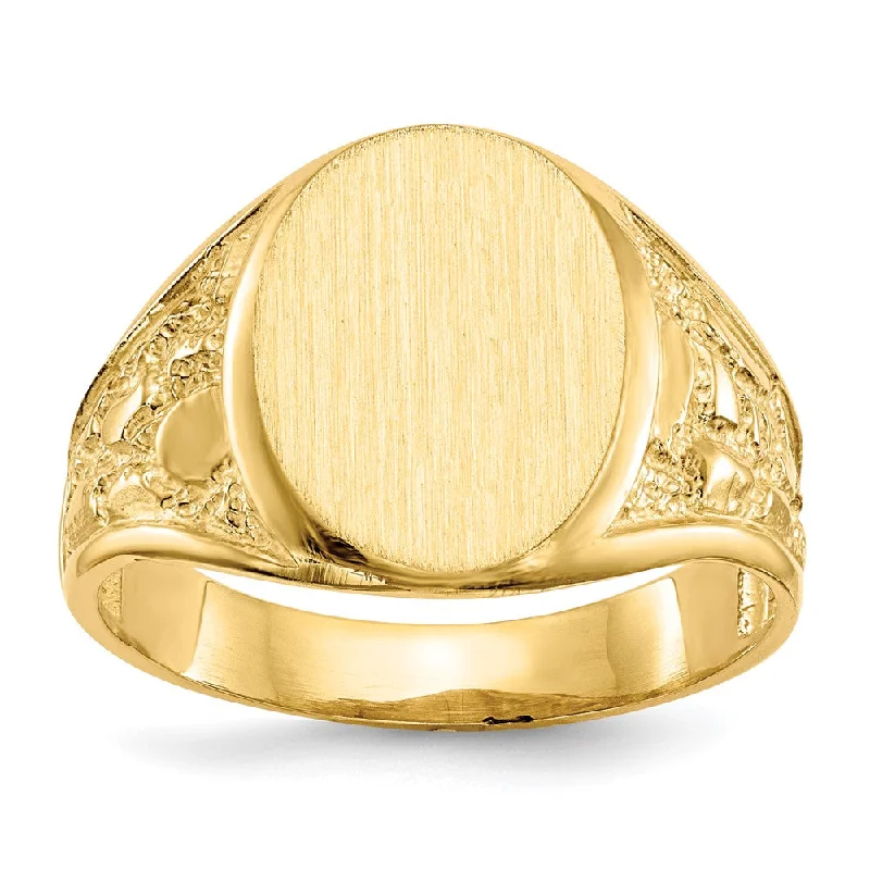 Unique Rose Gold Rings-CUSTOM ORDER MICHEL BOLLI - 14K Yellow Gold 15.0x11.5mm Open Back Men's Signet Ring