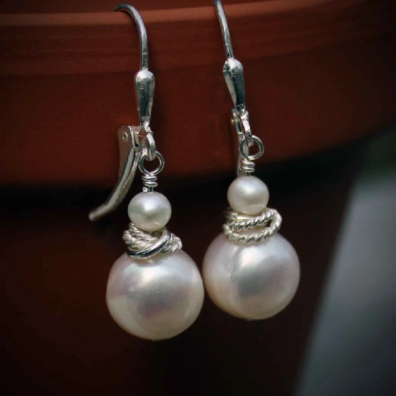 Luxury Drop Hoop Earrings-textured pearl earrings