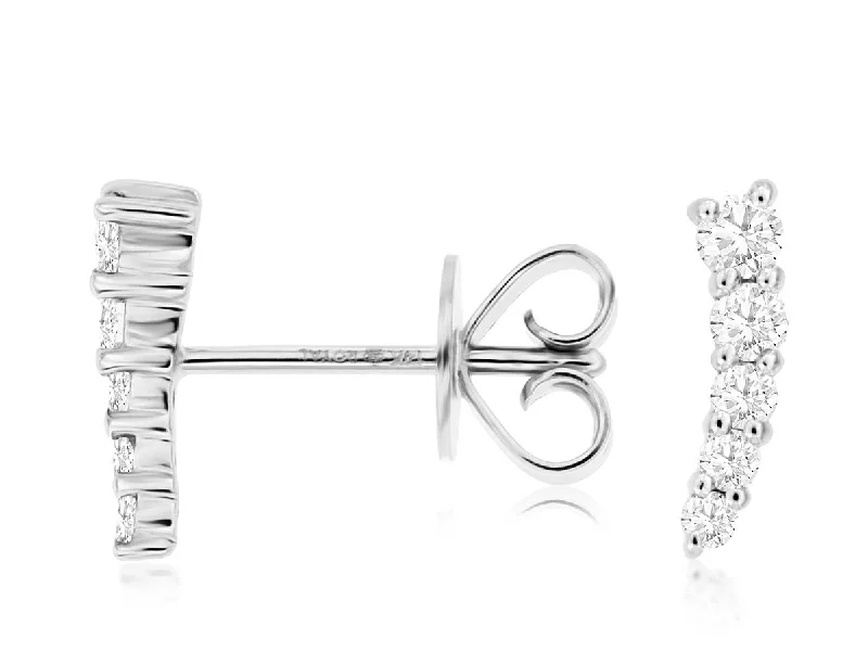 Luxury Drop Gemstone Earrings-Curved Diamond Stud