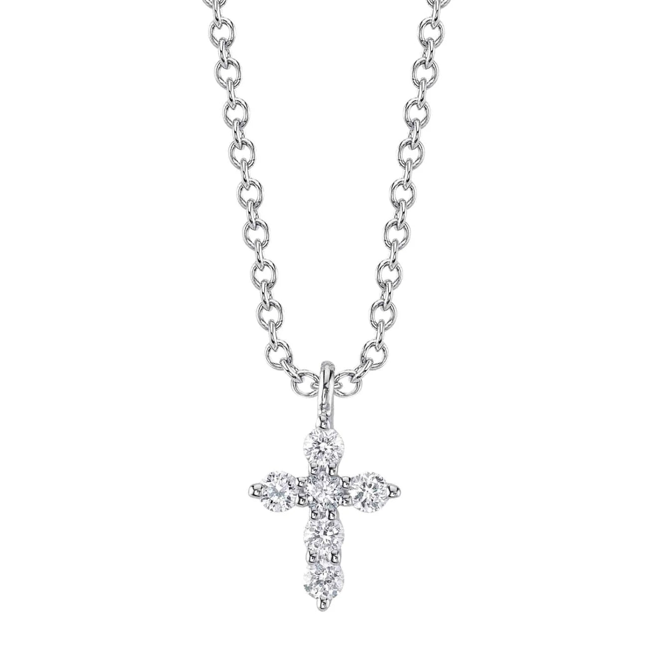 Long Necklaces-Shy Creation Round Diamond Cross Necklace