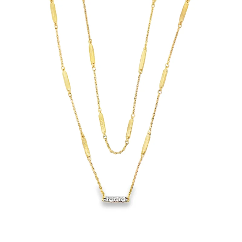 Bar Necklaces-Marika Satin Finish Cylinder Station Necklace, 39.5”