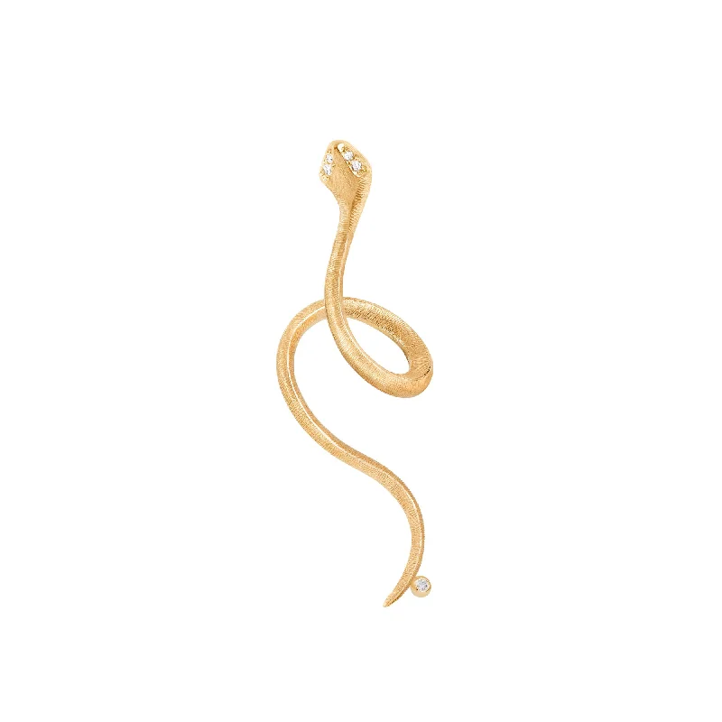 Classic Hoop Earrings for Women-Snake 18K Gold Earring w. Diamonds