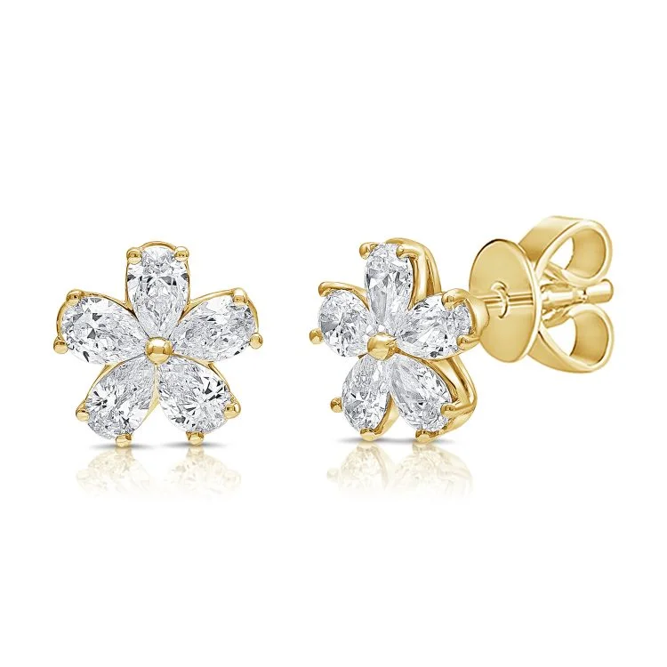 Custom Drop Earrings-Pear Diamond Fancy Cut Flower Studs