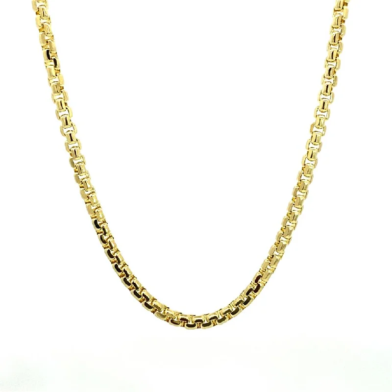 Dainty Necklaces-14K Yellow Gold 3.0mm Rounded Box Chain Necklace