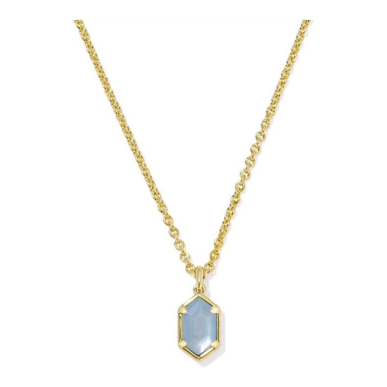 Crystal Pendant Necklaces-Kendra Scott Hallie Gold Short Pendant