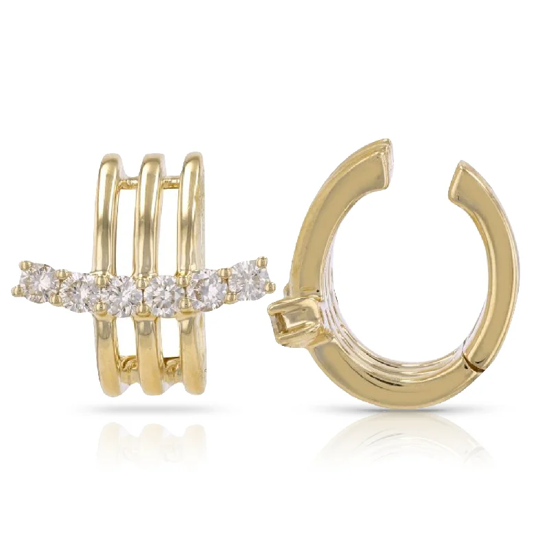 Simple Gold Earrings-Diamond Bar Imperial Ear Cuff