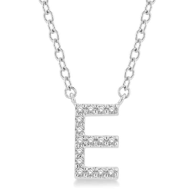 Antique Necklaces-10K White Gold E Initial Diamond Necklace