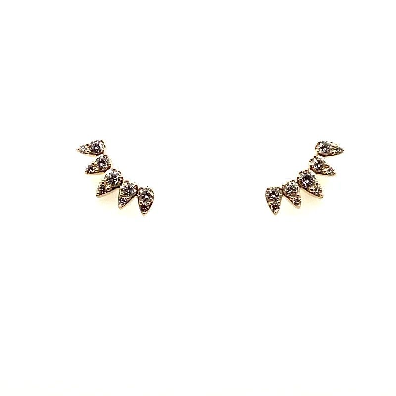 Simple Gold Drop Earrings-Petite Pear Shape Diamond Climber Earrings