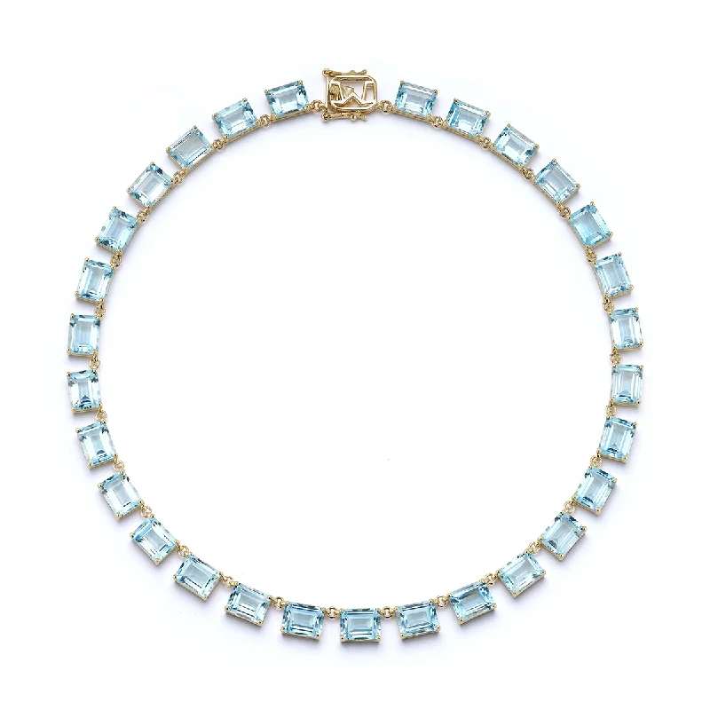 Bridal Set Necklaces-14kt Blue Topaz Anna Riviera Necklace